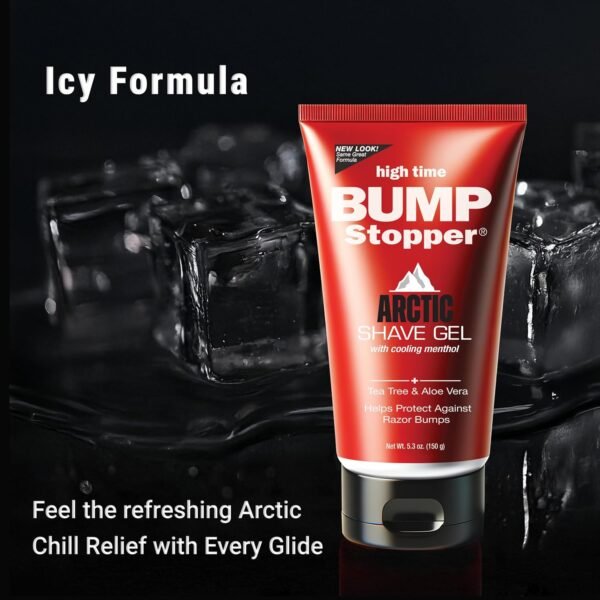 Bump Stopper Arctic Shave Gel | Face Shaving Gel with Menthol, Tea Tree & Aloe Vera | Relieves Razor Burn and Razor Bumps | Shave Gel for Sensitive Skin | Shave Gel for Men- 5.3 OZ - Image 4