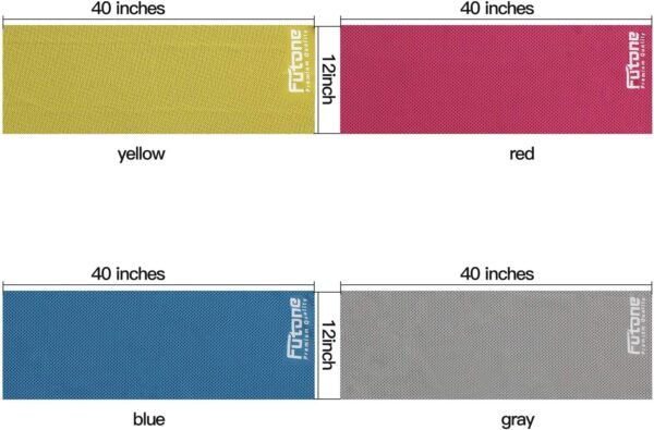 Futone Cooling Towel, Gym Towels, Workout Towels, Cooling Neck Wrap Scarf, Compact Sports Towels for Men Women, Cooling Face Mask Cover, 40" x 12," 4 PCS (Red, Blue, Yellow, Gray) - Image 4