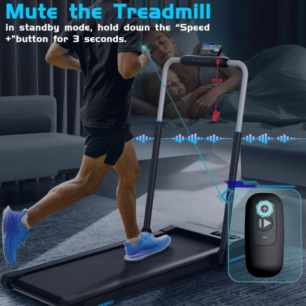 Walking Pad Treadmills with Handle 12% Incline 340+LBS Capacity, Under Desk Treadmill for Home Small Space, Full Assembly Long Stride, Foldable Easy to Move Store, Upright or Under Sofa, with Wheels - Image 7
