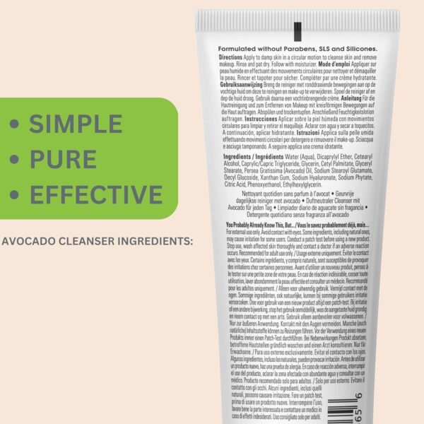 Yes To Avocado Fragrance Free Daily Cream Cleanser, Hydrating Face Wash That Removes Makeup & Impurities Leaving Skin Moisturized With Hyaluronic Acid & Glycerin, Natural Vegan & Cruelty Free, 4 Fl Oz - Image 5
