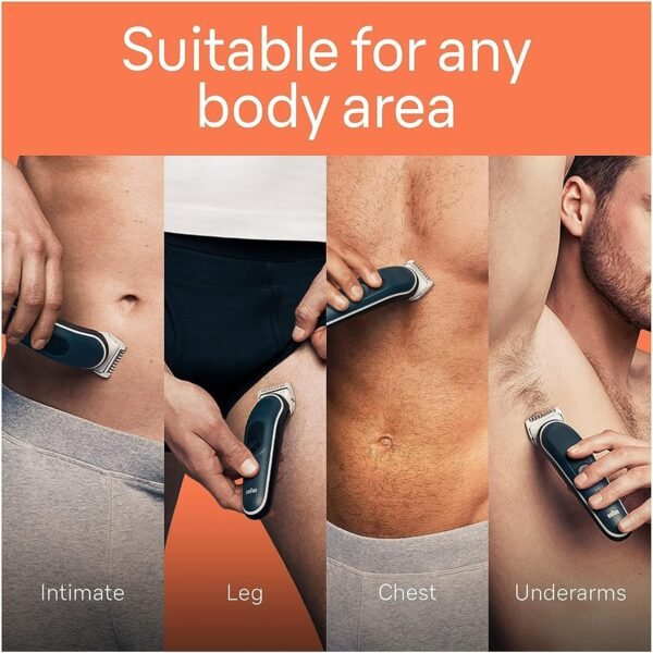 Braun Body Groomer 5 for Men, BG5340, Manscaping Tool, SkinShield Technology, Sensitive Comb, Lifetime Sharp Metal Blade, Body Groomer for Men, Gray/White - Image 5