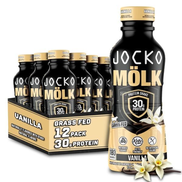 Jocko Mölk 30g Grass Fed Protein Shakes – No Added Sugar Protein Drinks KETO Friendly - Ready to Drink 12 FL Oz (Pack of 12) Vanilla - Image 2