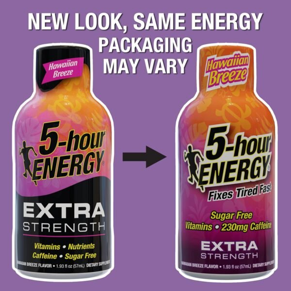 5-hour ENERGY Extra Strength Energy Shot, Hawaiian Breeze Flavor (1.93 oz. - 24 Count) Zero Calories & Sugar-Free 230 mg Caffeinated Energy Shot, Amino Acids & B Vitamins, Dietary Supplements - Image 7