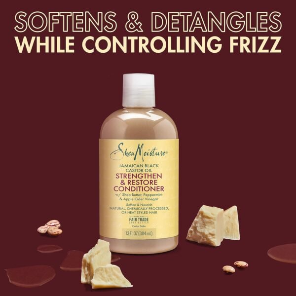 SheaMoisture Conditioner 100% Pure Jamaican Black Castor Oil to Intensely Smooth and Nourish Hair with Shea Butter, Peppermint and Apple Cider Vinegar 13 oz - Image 4