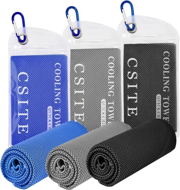 3 Pack Cooling Towels (47"x12") for Neck and Face, Ice Towel for Hot Weather, Soft Breathable Chilly Gym Towels, Microfiber Towel for Work Out, Yoga, Running, Camping & More Activities - Image 2