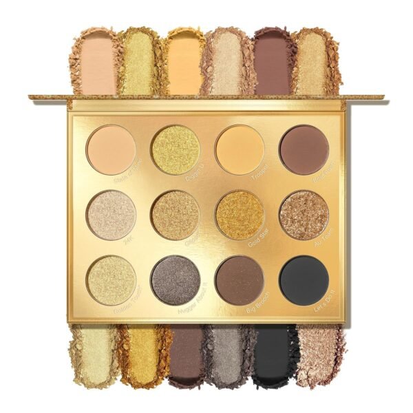 KYDA 12 Colors Golden Eyeshadow Palette, Ultra-rich Glitter Gold Eyeshadow, Matte Neutral Nude Smokey Eyeshadow Palette, Smooth Blendable Pigment, Good as Golden Eyeshadow Palette - Image 2
