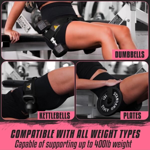Exercise Hip Thrust Belt for Weights, Glute Workout Equipment, Adjustable Hip Thrust Belt for Dumbbells, Glute Trainer for Home Workouts with Extra Padding, Booty Builder - Image 4