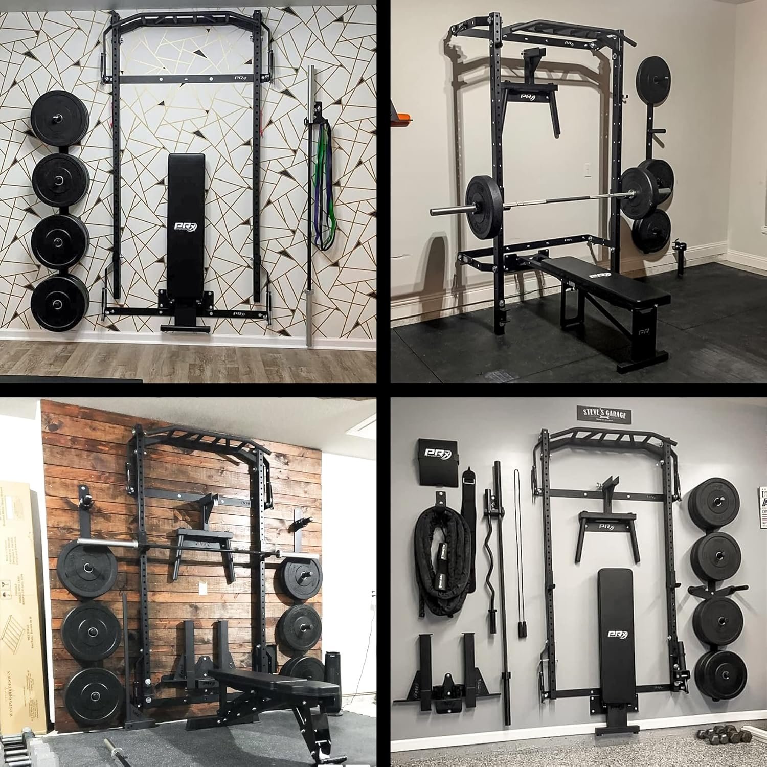 PRx Performance Profile One Folding Squat Rack 2"x3" with Pull-Up Bar - Kipping or Multi-grip Bar, Wall Mounted Home Gym Equipment, Pull Up Station, Pull Up Bar, USA-Made,1,000 lb Load Capacity, Black - Image 6