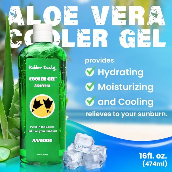 Rubber Ducky- Aloe Vera Cooling Gel, Sunburn Relief for Skin, Soothing Aloe Vera Gel, After Sun Moisturizer, Fast Absorbing Aloe Vera Gel with Vitamin E & Tea Tree Oil, Vegan, After Sun Care, 16 oz - Image 3