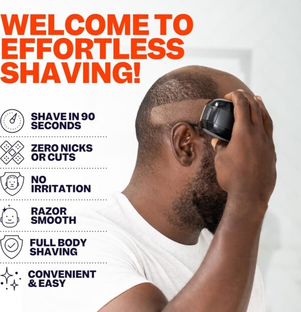 The FlexSeries Electric Head Hair Shaver - Freebird - Ultimate Mens Cordless Rechargeable Wet/Dry Skull & Bald Head Waterproof Razor with Rotary Blades, Clippers, Nose Trimmer, Brush, Massager - Image 3