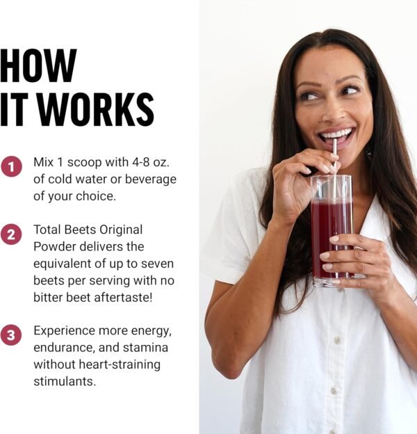 Force Factor Total Beets Drink Mix Superfood Powder with Nitrates to Support Circulation, Blood Flow, Nitric Oxide, Energy, Endurance, and Stamina, Cardiovascular Heart Health Supplement, 30 Servings - Image 5