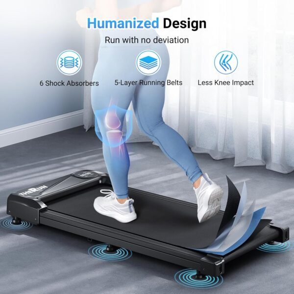 THERUN Walking Pad Treadmill Under Desk, Portable Mini Treadmill for Home/Office, Walking Pad Treadmill 2.5HP, Walking Jogging Machine with 265 lbs Weight Capacity Remote Control LED Display - Image 4