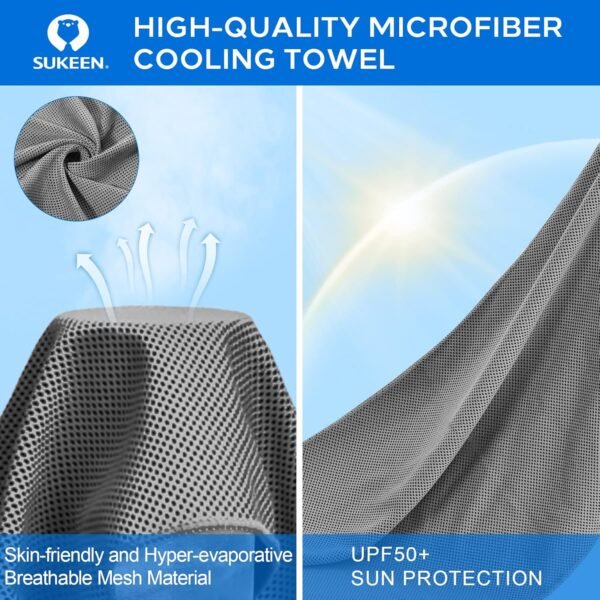 Sukeen 4 Pack Cooling Towels (40"x12") Cool Towel, Cold Towel, Microfiber Soft Breathable Chilly Ice Towel for Yoga,Sport,Running,Gym,Workout,Camping,Fitness,Workout & More Activities - Image 6