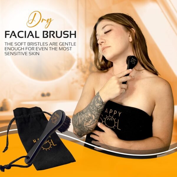 Dry Facial Brush, Exfoliating Face Brush, High Quality Beechwood, Supports Lymphatic Drainage, Natural Face Brush - Image 4