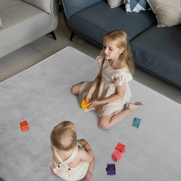 MABOZOO Extra Large Baby Play Mat for Playpen, 50x50 Memory Foam Thick Tummy Time and Crawling Mat,Anti-Slip & Velvet Baby Floor Mat for Toddlers,Kids,Yoga Mat - Image 3