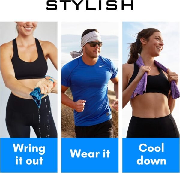 Grounded Sport ® Lightweight Microfiber Cooling Towel 3-Pack | 12" x 39" | for Exercise Spin Workout Camping Work Travel Hot Weather Women Men Neck Face | San Diego CA | Stay Grounded - Image 6