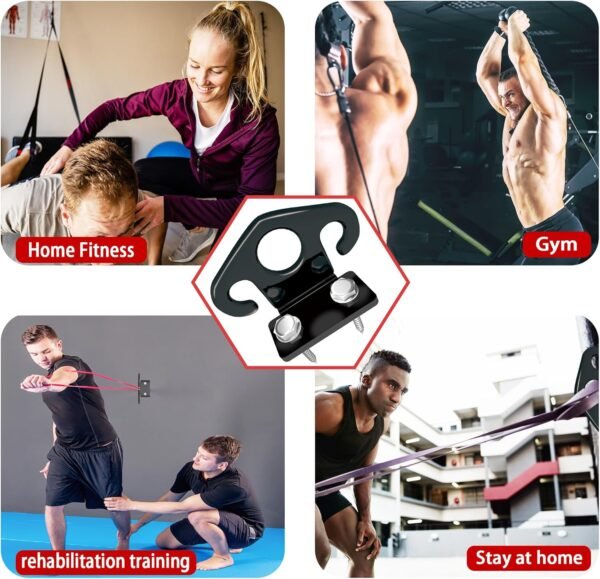 4 PCS Resistance Band Wall Mounts, Gym Anchors, Exercise Wall Hooks for Resistance Bands, Workout Wall Mount for Physical Therapy and Small Space Home - Black - Image 8
