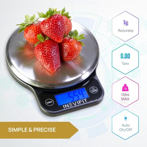INEVIFIT Smart Bluetooth Scale & Digital Kitchen Scale Fitness Bundle, Complete Body Composition and Nutrition Tracking Solution with Batteries Included - Image 4