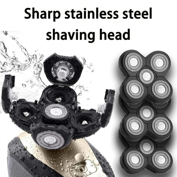3Pack Shaver Replacement Blades Compatible with F-ree-bird Head Shaver Kit, 5 Blades Shaver Replacement Heads for Bald Men, Ruixin Replacement Blades for Flex-series Electric, with 3 Brushes. - Image 4