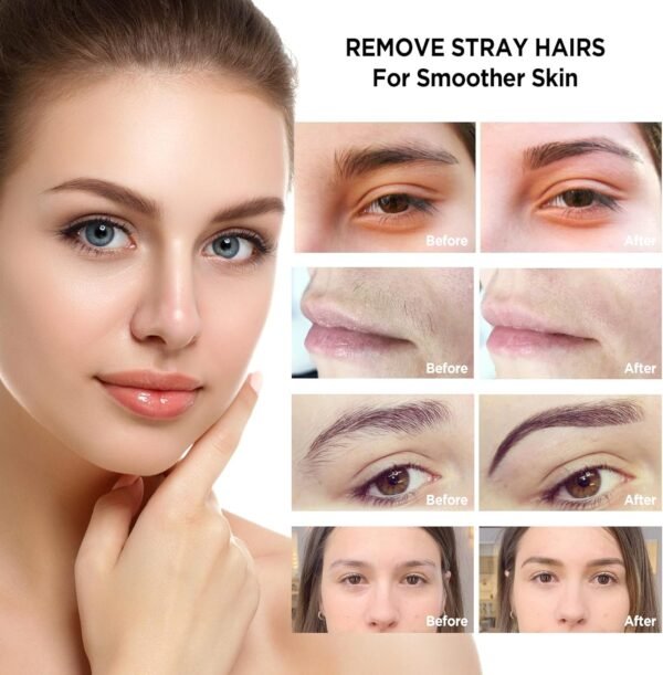 Rechargeable Facial Hair Remover for Women: 2-in-1 Device for Shaping Eyebrows and Removing Face Peach Fuzz(Rose Gold) - Image 6