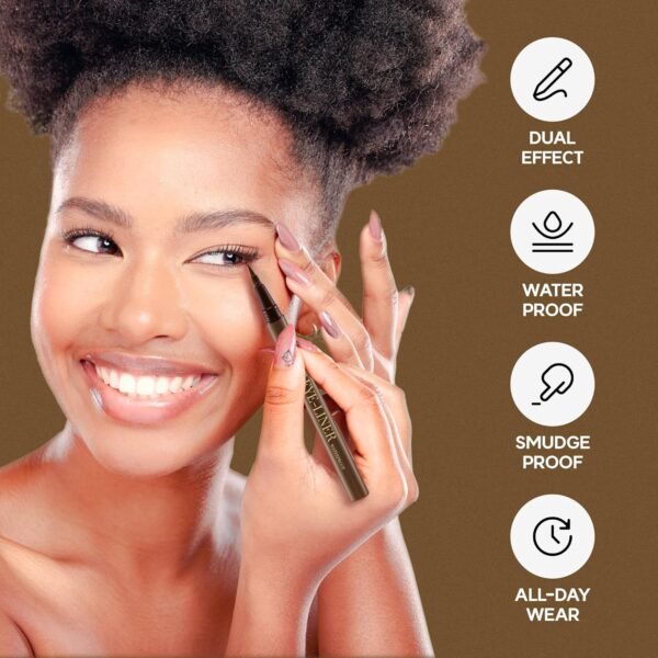 NOON'S UP Flat Eye-Liner - Waterproof Liquid Eyeliner Pen | Ultra-Slim & Bold Ash Brown Eyeliner Liquid | Quick Dry Waterproof Eyeliner Pen | Eye-Defining Brown Liquid Eyeliner 0.018 Fl Oz - Image 4