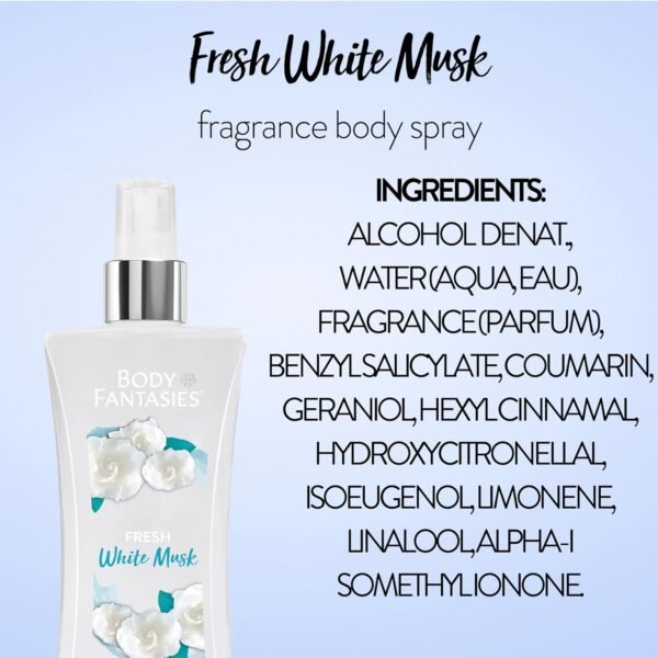 Body Fantasies Signature Fragrance Body Spray, Fresh White Musk, 8 Fluid Ounce - Image 8