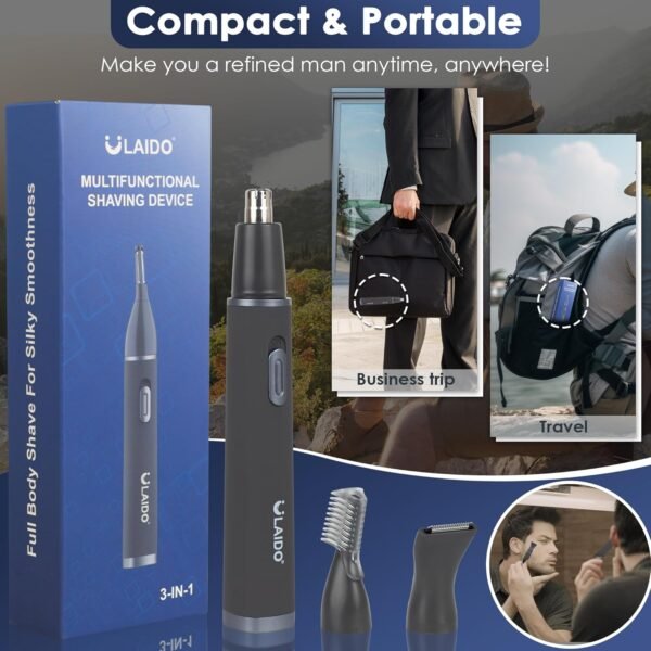 Ear and Nose Hair Trimmer for Men, 3 in 1 Eyebrow & Facial & Nose Hair Trimmer Clipper, 2025er Painless USB Rechargeable Hair Trimmers with High-Speed, Easy Cleaning - Image 8