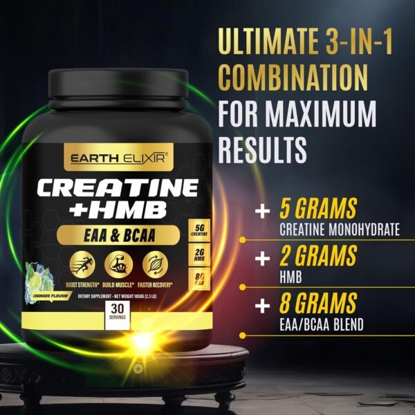 Creatine HMB Supplement w/Essential Amino Acids Powder | EAA & BCAA Mix | Creatine Monohydrate and HMB Powder | EAAS Amino Acids Powder | BCAAS Amino Acids - Image 5