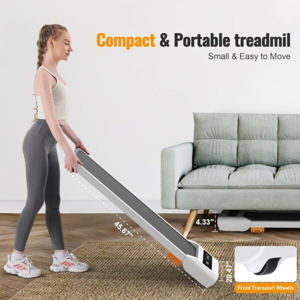 Walking Pad, 2.5HP Under Desk Treadmill for Home Office, 300 Lbs Capacity Portable Treadmill with Remote Control & LED Display, 2 in 1 Treadmill for Walking Jogging and Running - Image 7
