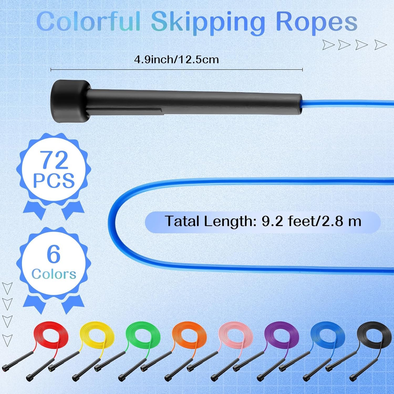 72 Pcs PVC Jump Ropes for Fitness 9.2 ft Adjustable Skipping Rope Versatile Unbreakable Speed Rope with Plastic Handles for Women Men Kids Endurance Training Cardio Exercise Workout - Image 3