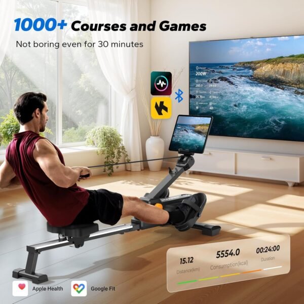 MERACH Magnetic Rowing Machines for Home, Foldable Rowing Machine with 16-Level, Compact Row Saves 20% Space, 350 LBS Load Capacity, Free MERACH App and 1000+ Champion Coaching Course & Games - Image 5