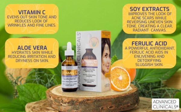 Advanced Clinicals - Retinol Serum For Face, Firming Collagen Serum, Vitamin C Serum Skincare Set, 1.75 Fl Oz, 3pc Set - Image 4
