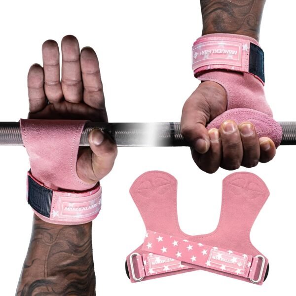 MANUEKLEAR Gym Straps Weight Lifting, Double Leather Lifting Straps for Men Deadlift with Cushion Wrist Loop, Gym Lifting Wrist Wraps for Weightlifting - Image 2
