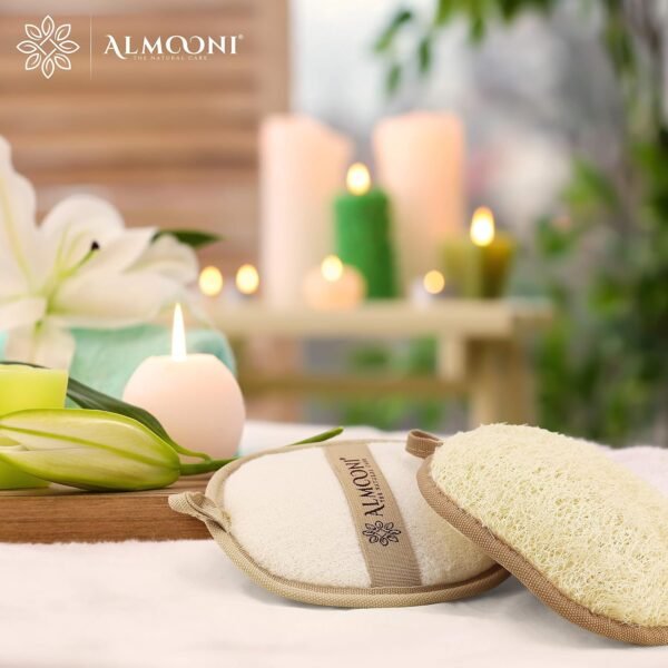 Almooni Natural Loofah Exfoliating Body Scrubber, Made with Natural Egyptian Shower Loofah Sponge, Bath Shower Loofah Sponge for Women and Men, for Face and Body That Gets You Clean - 2 Count (1 Pack) - Image 8
