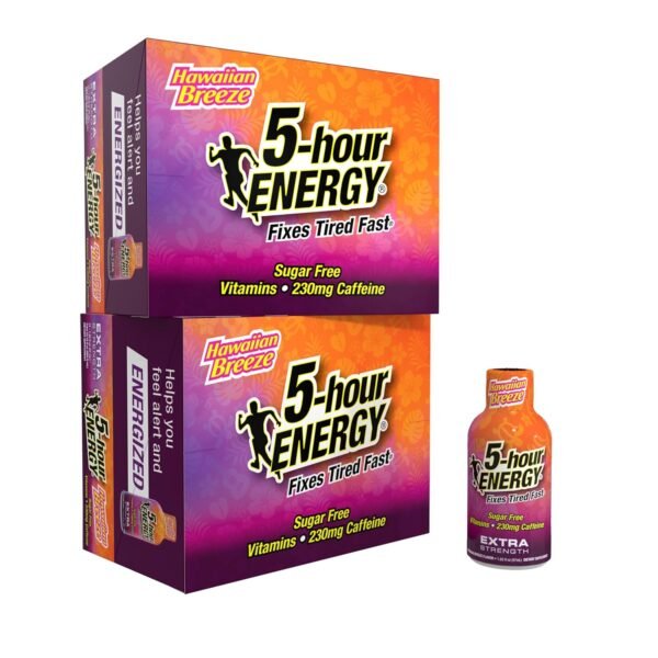 5-hour ENERGY Extra Strength Energy Shot, Hawaiian Breeze Flavor (1.93 oz. - 24 Count) Zero Calories & Sugar-Free 230 mg Caffeinated Energy Shot, Amino Acids & B Vitamins, Dietary Supplements - Image 2