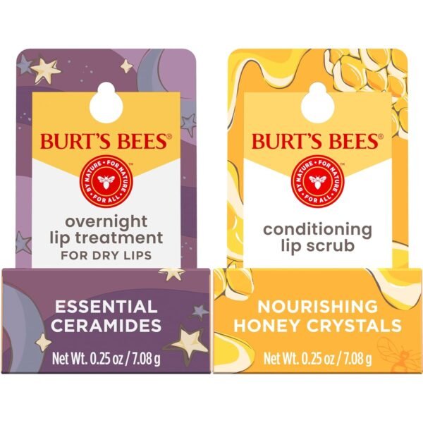 Burt’s Bees Conditioning Lip Scrub and Overnight Intensive Lip Treatment, With Ceramides, College Back to School Dorm Essentials, Exfoliates and Hydrates Lips 8 Hours, Natural Origin, 2 Jars, 0.25 oz - Image 2