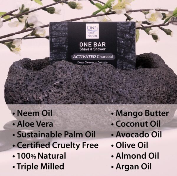 ONE Bar Activated Charcoal 3.5 oz 3 Pack - Shave, Shower, Shampoo, face, beard, body, hair/scalp, SuperFAT “oil” Infused: Avocado, Mango, Olive, Coconut, Argan, Moisturizing and Nourishing Oil. - Image 4