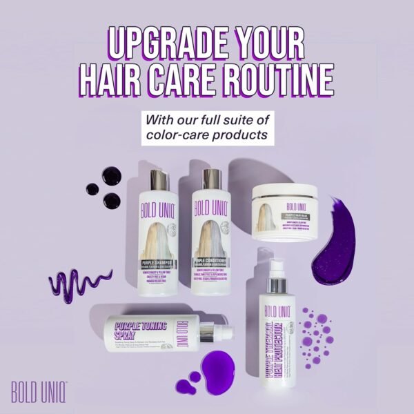 BOLD UNIQ Purple Hair Mask - Toner For Blonde, Platinum, Bleached, Silver, Gray, Ash & Brassy Hair - Remove Yellow Tones & Condition Dry, Damaged Hair - Cruelty Free & Vegan - 6.76oz - Image 10