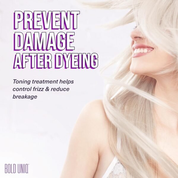BOLD UNIQ Purple Hair Mask - Toner For Blonde, Platinum, Bleached, Silver, Gray, Ash & Brassy Hair - Remove Yellow Tones & Condition Dry, Damaged Hair - Cruelty Free & Vegan - 6.76oz - Image 6