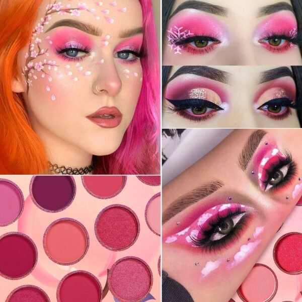 DE'LANCI Pink Purple Eyeshadow Palette, 12 Colors High Pigment Matte Shimmer Barbie Eye Shadow Makeup Pallet, Small Bright Peach Red Eyeshadow Pallets, Long Lasting Shades for Girl Women Summer Travel - Image 3