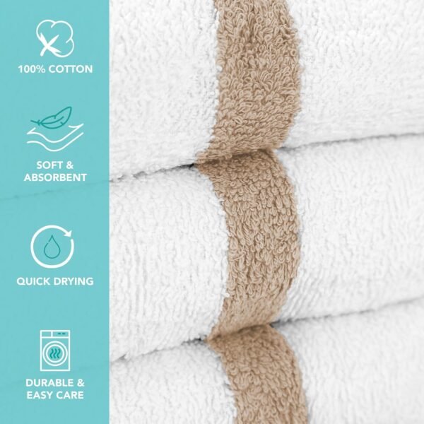 Arkwright White Hand Gym Towels - Pack of 12 - Bulk 100% Cotton Soft Quick Dry Sweat Absorbent Hotel Quality Towels for Workout, Bathroom, Spa, Pool, 16 x 27 in, Beige - Image 3