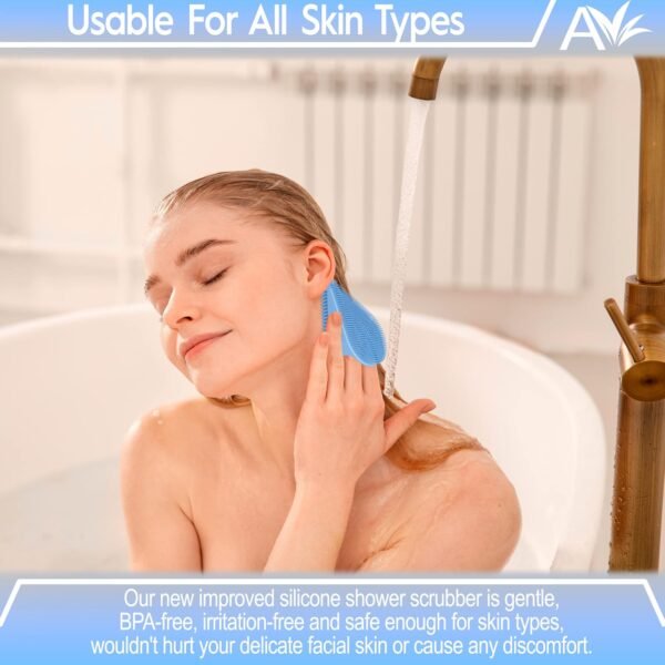 Avilana Silicone Face Scrubber- Dual Sided Manual Facial Cleansing Brush -Face Scrubber and Exfoliator- Deep Cleansing for All Skin Type (Gray) - Image 5