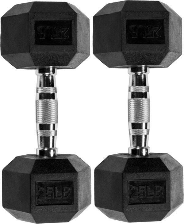 Premium Rubber Encased Hex Dumbbell, Pairs - Image 4
