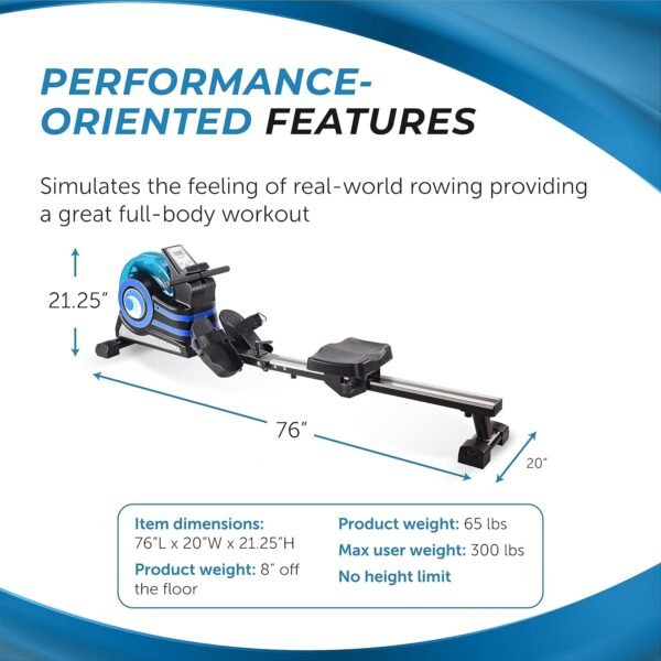 Stamina Inmotion Rower Compact, Efficient Cardiovascular Rowing Machine Smooth Adjustable Tension - Image 4