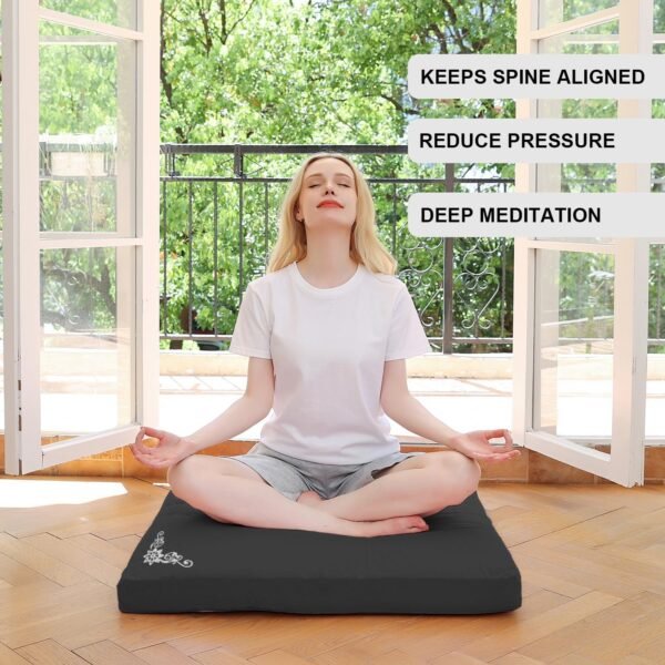 Velvet Zabuton Meditation Mat, 31 * 31 inches, Yoga Meditation Cushion Floor (Black) - Image 5