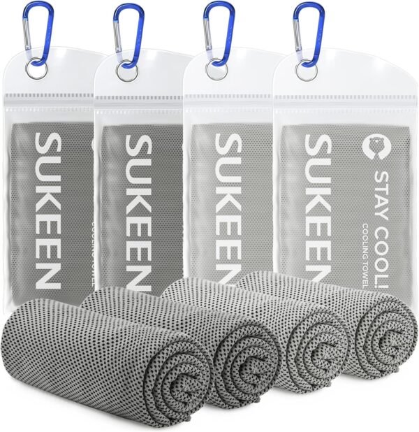 Sukeen 4 Pack Cooling Towels (40"x12") Cool Towel, Cold Towel, Microfiber Soft Breathable Chilly Ice Towel for Yoga,Sport,Running,Gym,Workout,Camping,Fitness,Workout & More Activities - Image 2