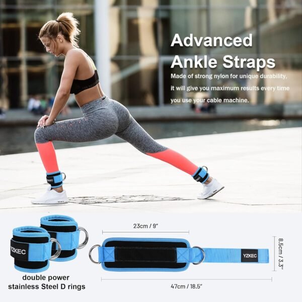Ankle Strap for Cable Machine Attachments and Resistance Bands with D-Rings,Adjustable Neoprene Padded Ankle Cuff for Leg Extensions,Glute Workouts,Gym for Women and Men - Image 4