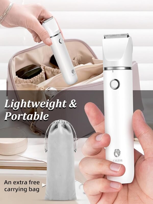 Bikini Trimmer and Shaver Kit for Women - 2-in-1 Wet/Dry Electric Body Hair Trimmer Facial Hair Removal Cordless Waterproof Bikini Shaver Razor for Face Lip Chin Pubic Underarm Legs (White) - Image 8