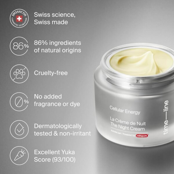 The Night Cream powered by Mitopure (Urolithin A) Helps skin regenerates overnight, clinically proven to boost skin hydration and significantly reduce wrinkles appearance. 1.69oz (50ml) - Image 5