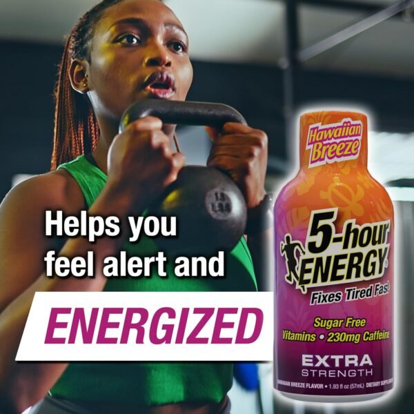 5-hour ENERGY Extra Strength Energy Shot, Hawaiian Breeze Flavor (1.93 oz. - 24 Count) Zero Calories & Sugar-Free 230 mg Caffeinated Energy Shot, Amino Acids & B Vitamins, Dietary Supplements - Image 4